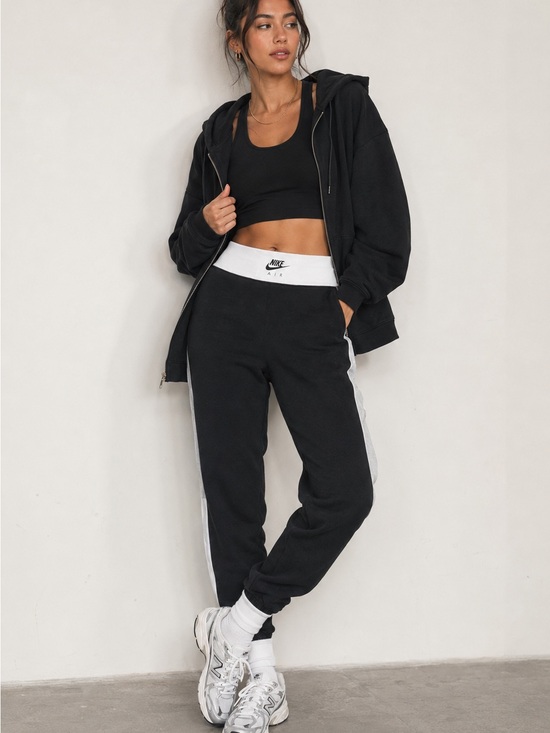 Nike Air Force Pants - Nike Air Woman’s BB Black White Heather Colorblock HR Sweat‎ Pant Jogger Pants
